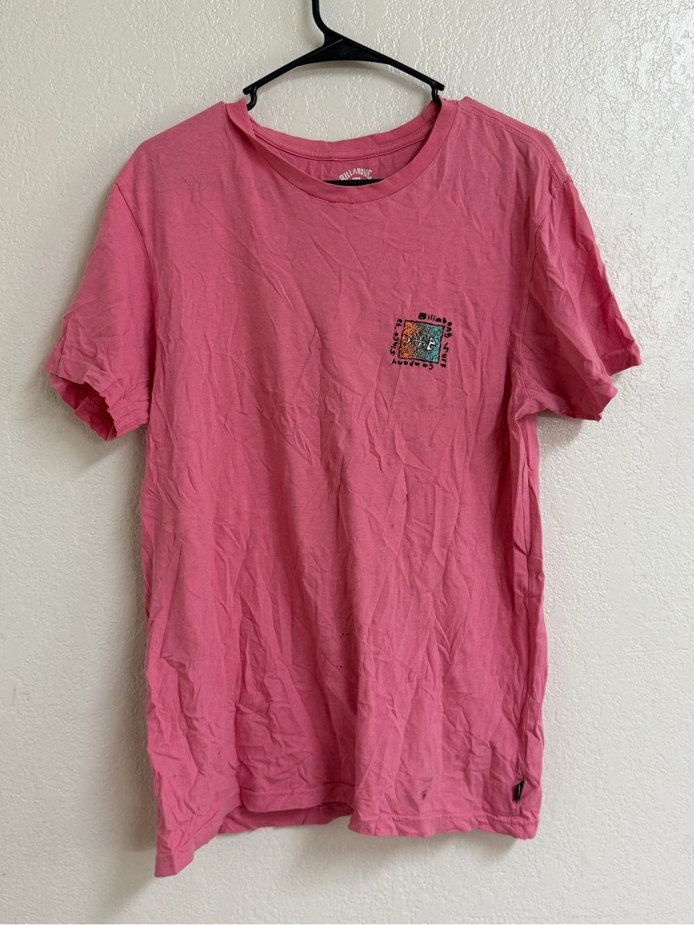 Billabong Pink Short Sleeve Tee with Small Chest Graphic